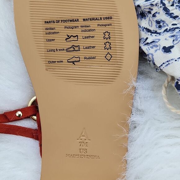 Pilcro Leather Red Metal Strap Gladiator Sandals Size 7 - Picture 3 of 5